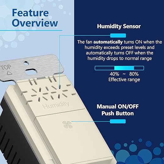 LIDER No Neutral Wire Required Humidity Sensor Switch, Automatic Humidity - Image 3