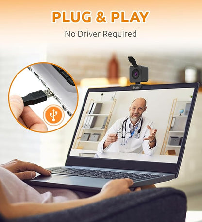 TOUCAN 1080P HD Webcam with Built-in Noise-Cancelling Mic & Privacy Shutter – - Image 5