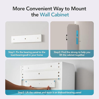 Bathroom Wall Cabinet with Door, Over The Toilet Wood Hanging Medicine Cabinets - Image 9