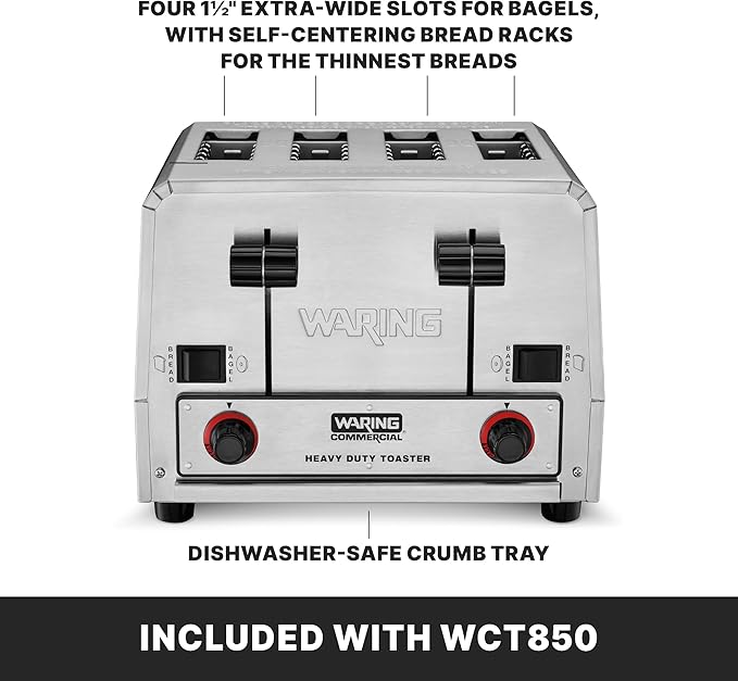 Waring Commercial WCT805 4-Slice Heavy Duty Commercial Pop-Up Bread/Bagel - Image 5