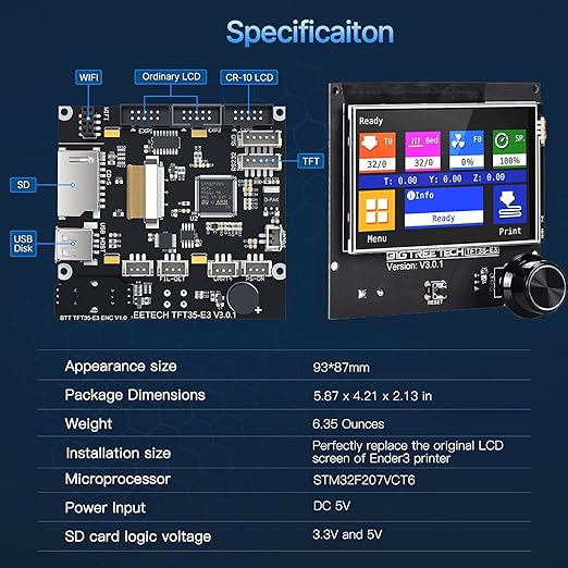BIGTREETECH SKR Mini E3 V3.0 Control Board +TFT35 E3 V3.0.1 Touch Screen - Image 6