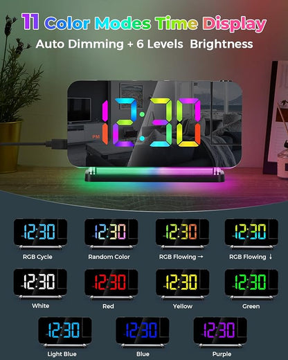 SZELAM Projection Alarm Clock, 7.4 in Digital Mirror Clocks, - Image 5