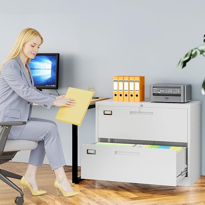 2 Drawer File Cabinets for Home Office, Metal Filing Cabinet - Image 2