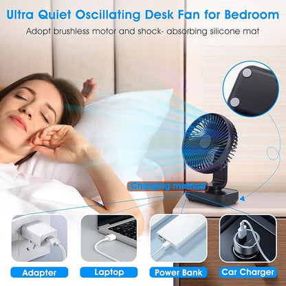 Digibond Oscillating Fan 5.1in Small Wall Mounted Oscillating Desk Fan Auto 90° - Image 4