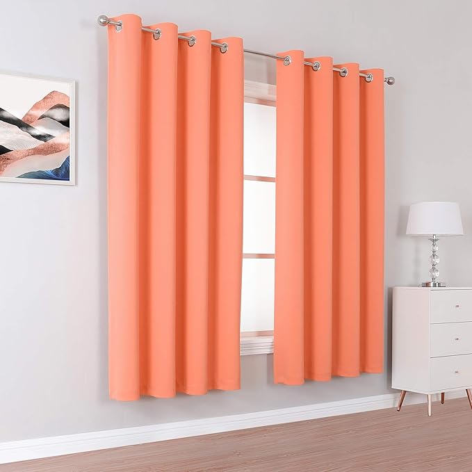 DUALIFE Coral Curtains 63 Inches Long 2 Panels Set - Image 2