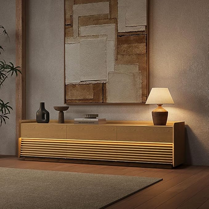 POVISON 79" Fully Assembled Mid Century Modern TV Stand - Image 3