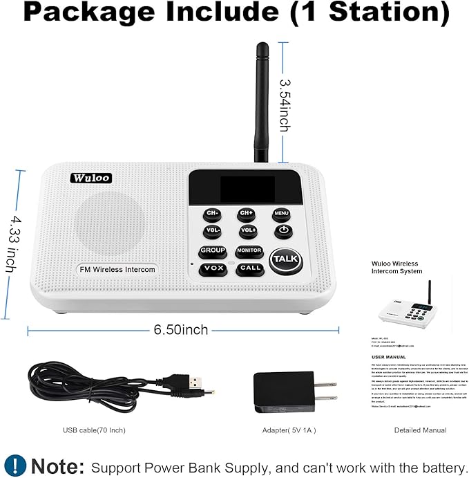 Expandable for Wuloo Intercoms Wireless for Home WL888, 1 Mile Range 22 Channel - Image 7