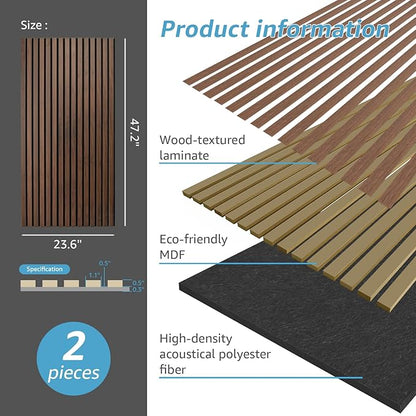Art3d 2-Pack Acoustic Wood Slat Wall Panels - Image 5