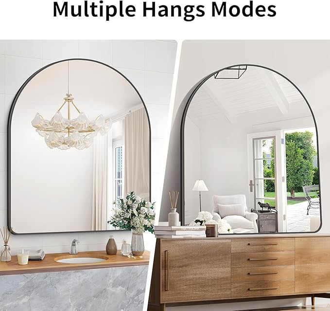 GLASHOM Arched Bathroom Mirror, Wall Mounted Mirror, Living Room, Vertically - Image 5