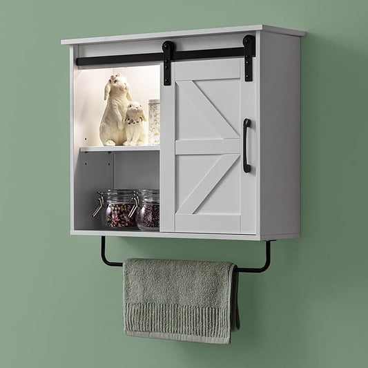 Bathroom Wall Cabinet Over Toilet Sliding Door 23x19 Inch Farmhouse Medicine by OONNEE