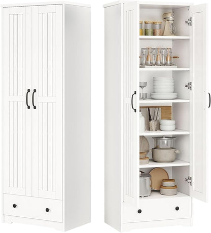 70" Tall Storage Cabinets, Large Wood Storage Pantry Cabinet by Decofy