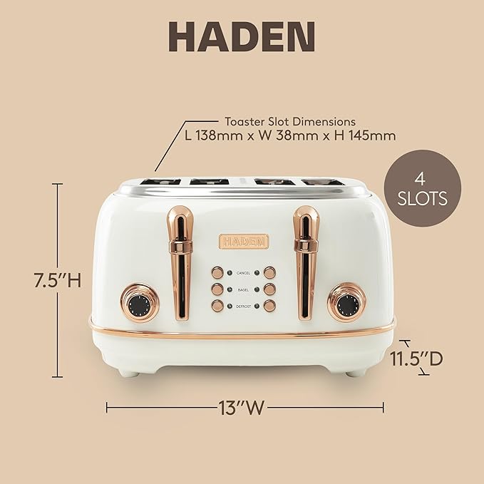 Haden Heritage 4 Slice Wide Slot Stainless Steel Toaster - Image 3