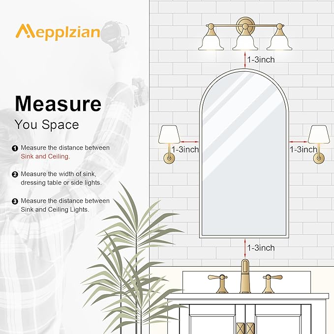 Arched Medicine Cabinet with Mirror, Brushed Gold Medicine Cabinet with Storage - Image 3