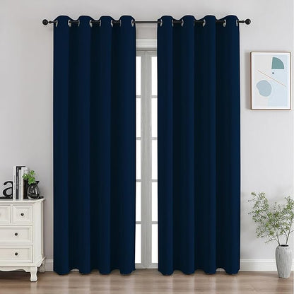 CUCRAF Navy Blue Blackout Curtains 84 Inches Long, Thermal Insulated Noise by CUCRAF