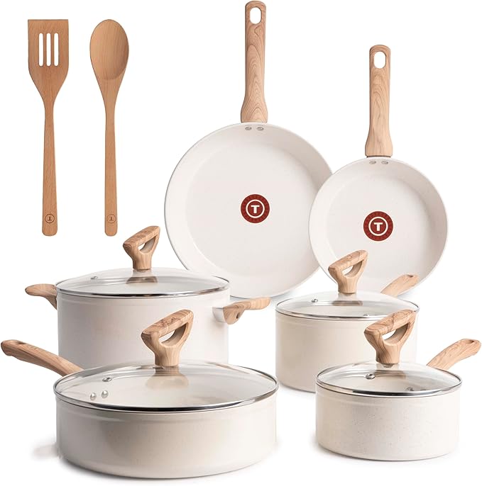T-Fal Revive Ceramic Nonstick Cookware Set, Oven Safe Up to 350ºF, Includes by T-falbrand