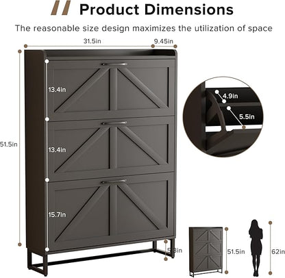 EOYUTLLY Shoe Cabinet Storage for Entryway, Narrow Shoe Rack - Image 2