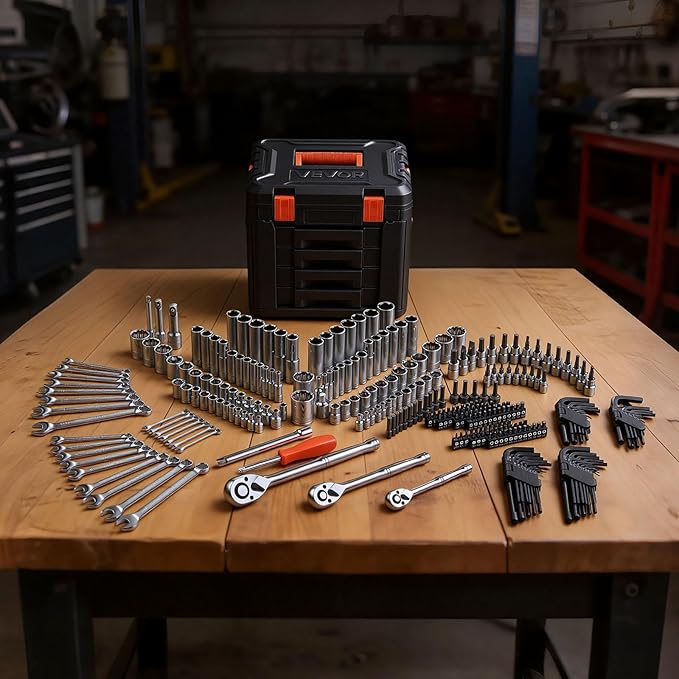 VEVOR Mechanics Tool Set, 297-Piece Mechanic Tool Kit, 1/4 in, 3/8 in, and 1/2 - Image 9