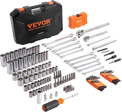 VEVOR Mechanics Tool Set and Socket Set, 1/4" and 3/8" Drive Deep and Standard by VEVOR