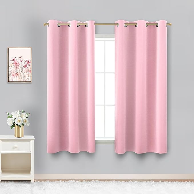 KOUFALL Pink Short Blackout Curtains by KOUFALL