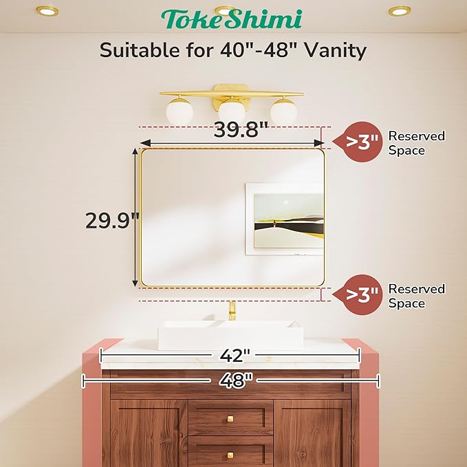 TokeShimi Black Bathroom Mirror, 40x30 Large Bathroom Mirror Rectangle - Image 2