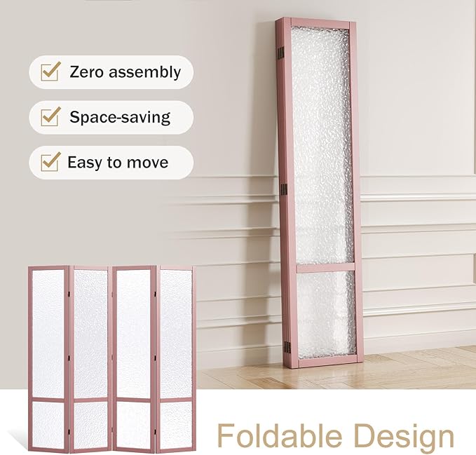 Acrylic Room Divider, 4-Panel Freestanding Partition Screen, Frosted - Image 4