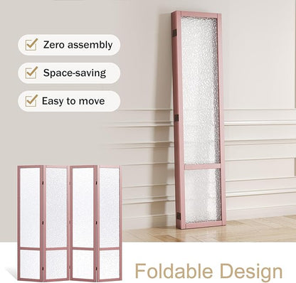 Acrylic Room Divider, 4-Panel Freestanding Partition Screen, Frosted - Image 4