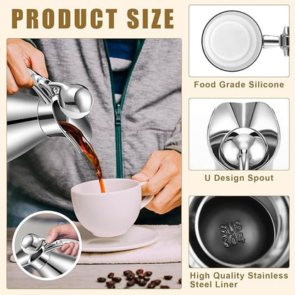 Uiifan 2 Pcs 68 oz Thermal Coffee Carafe Insulated Stainless Steel Coffee Carafe - Image 3