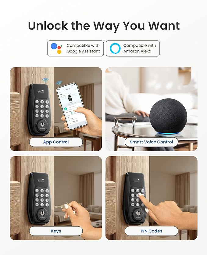 DESLOC C100 Plus Built-in WiFi Smart Lock, Keyless Entry Door Lock - Image 2