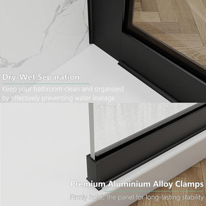 35"x74" Semi-Framed Shower Screen, Single Fixed Shower Glass Panel - Image 8