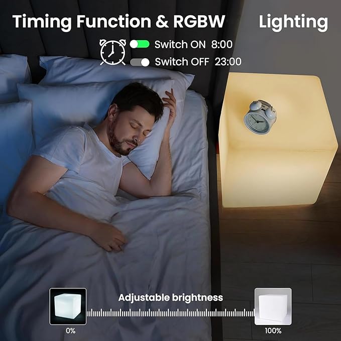 LOFTEK 20-inch LED Lighted Cube Table, Large Cube Chair Light, 16 RGB Colors - Image 4