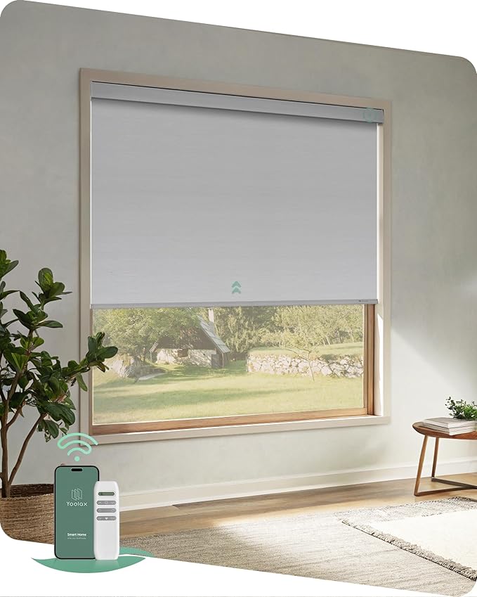 Yoolax Motorized Blinds with Remote, Automatic Roller Shades Cordless Electric by Yoolax
