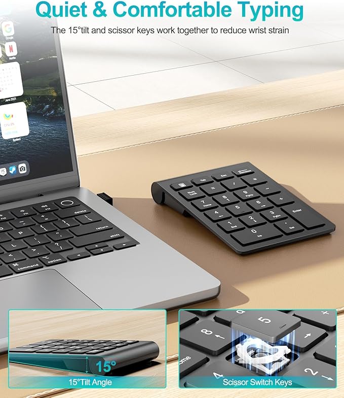 Wireless Number Pad, Lekvey Numeric Pad and Mouse Combo, Portable Slim 2.4GHz - Image 6