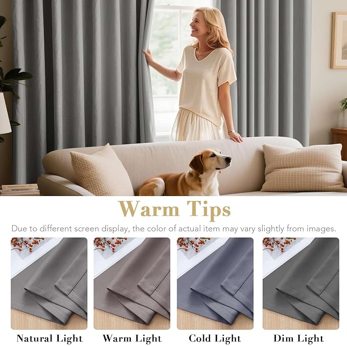 H.VERSAILTEX Insulated Thermal Blackout 72-Inch Long Grey Curtain Panels Pair - Image 5