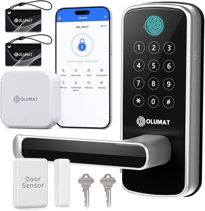 Smart Lock with WiFi Gateway, Keyless Entry Lock with Handle by OLUMAT