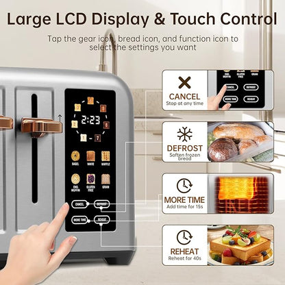 SEEDEEM Toaster 4 Slice, Stainless Steel, Touch Screen - Image 5