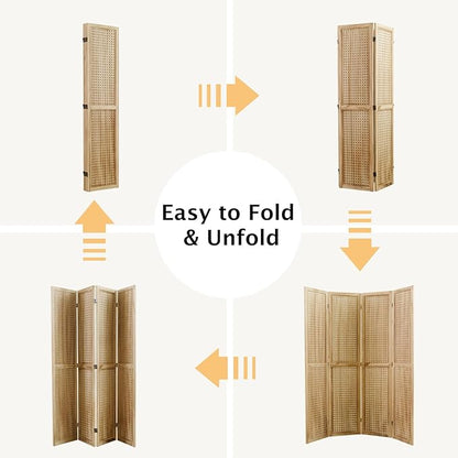 Pegboard Display, 5.6Ft Wooden Room Divider Folding Privacy Screens Portable - Image 5