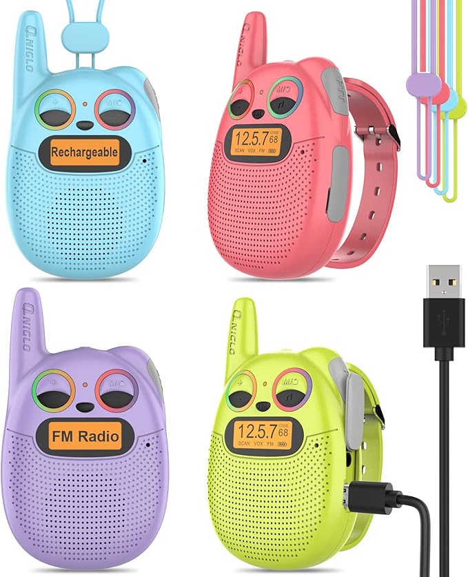 Qniglo Walkie Talkies for Kids Rechargeable 4 Pack, Kids Toys for 3-14 Year Old by QNIGLO