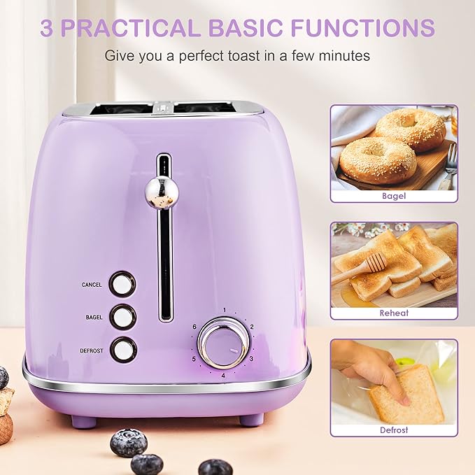 Roter Mond 2 Slice Toaster Retro Stainless Steel - Image 5