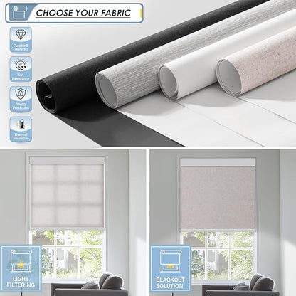 MANSNIX Motorized Blinds with Remote, No Drill No Tools Automatic Roller Shades - Image 3