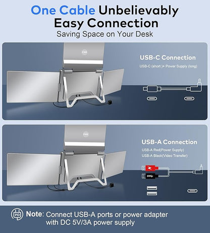 14" Portable Monitor for Laptop Screen Extender, Triple Laptop Monitor Display - Image 7