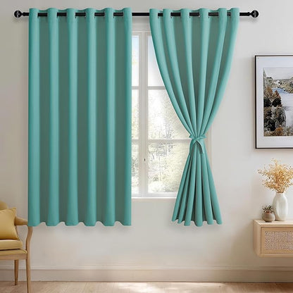 JIUZHEN Turquoise Blackout Curtains by JIUZHEN