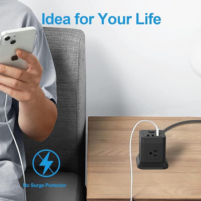 Power Strip with USB C Ports, FDTEK Power Cube with USB C, PD 20W Fast Charge - Image 6