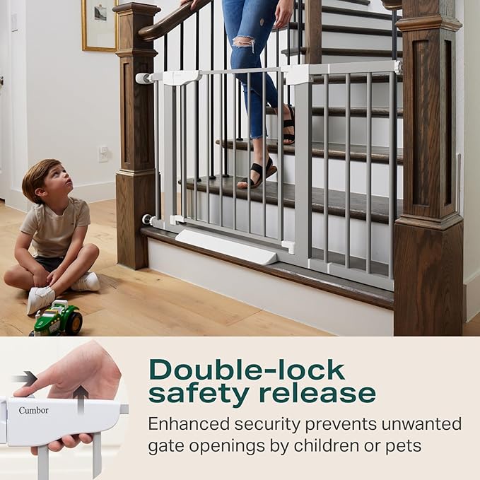 Cumbor 29.7-46" Baby Gate for Stairs, Gifts for Mom-Auto Close Dog Gate for The - Image 4