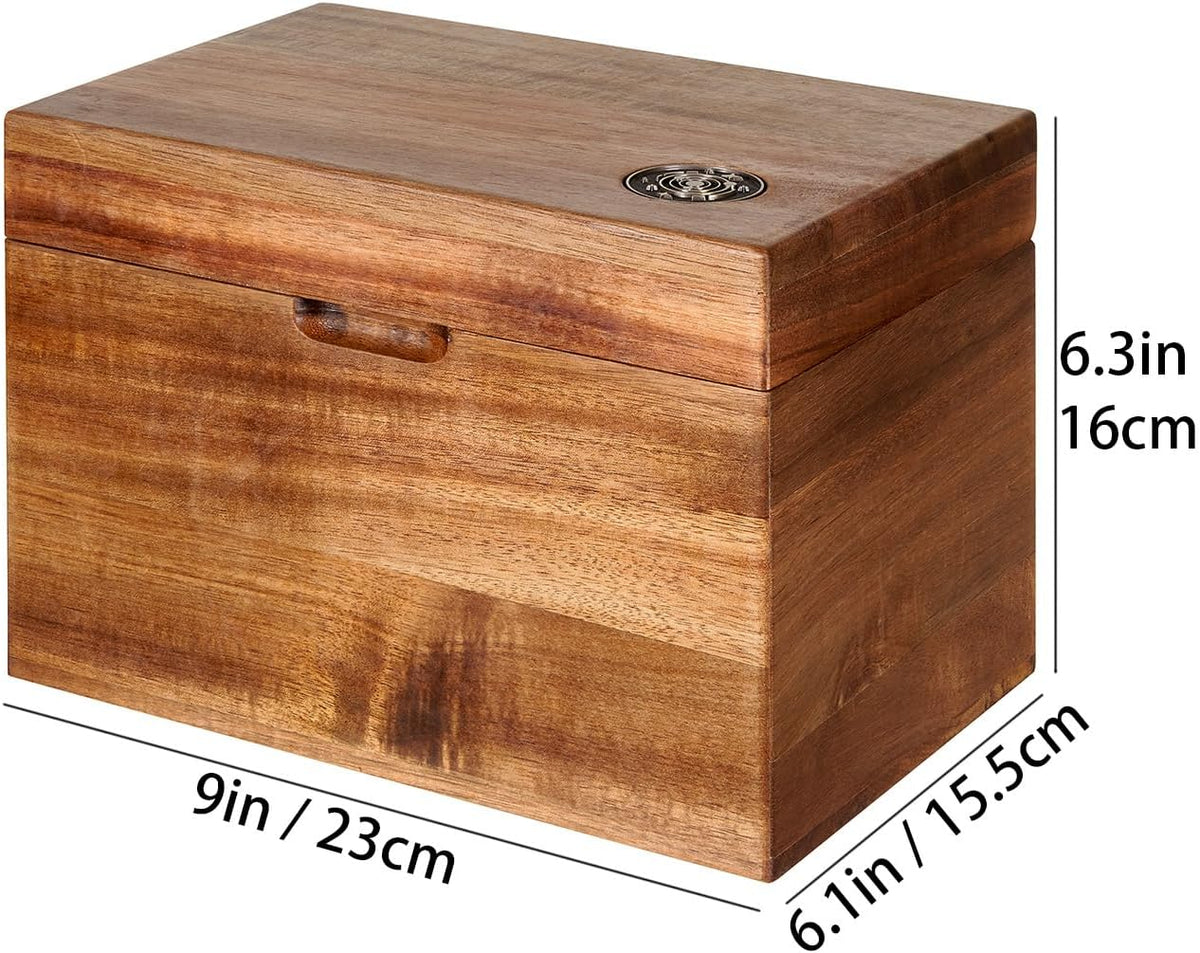 Acacia Wood Tampon Holder for Bathroom, Feminine Product Organizer with Hinge...