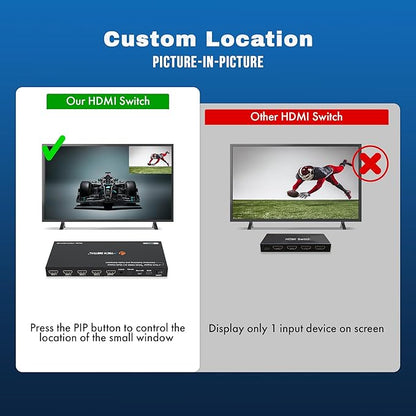 J-Tech Digital 4K HDMI Multiviewer Switch 4 in 1 Out, 4x1 4K 30Hz HDMI Quad - Image 4