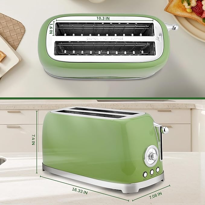 SUSTEAS Toaster 4 Slice Wide Slot, Stainless Steel Bread Bagel Toasters - Image 3