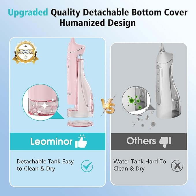 Leominor Water Flosser Pick for Teeth, 300ML Portable Oral Irrigator Upgraded - Image 6