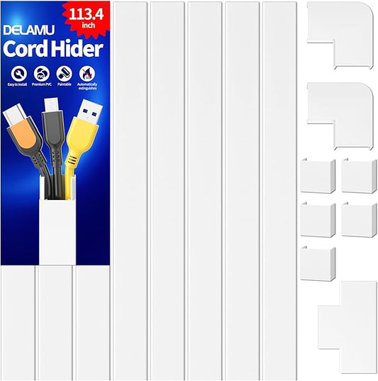 Delamu Cord Covers for Wires on Wall, 113.4in TV Cord Hider, Self-adhesive by DELAMU