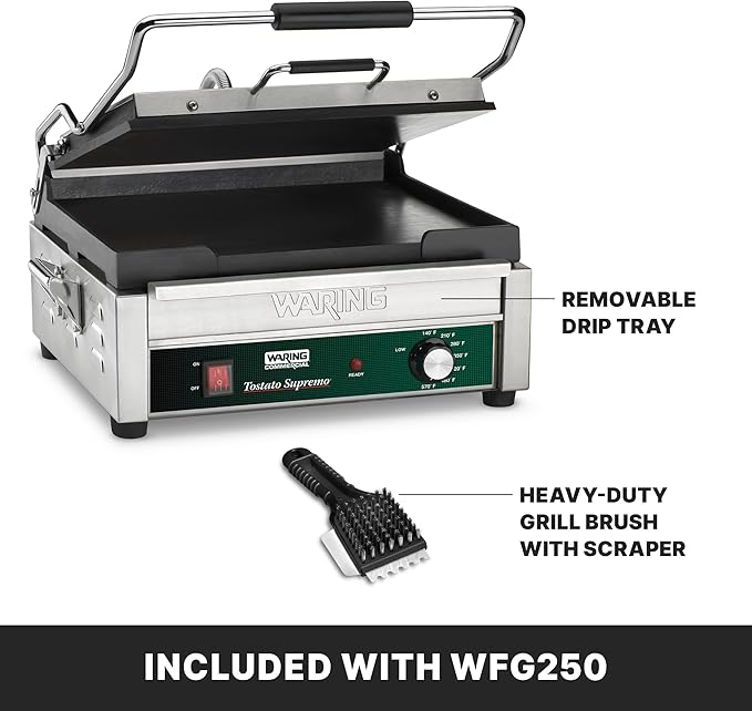 Waring Commercial WFG250 Tostato Supremo® Large Flat Toasting Grill, 5-15 Phase - Image 5