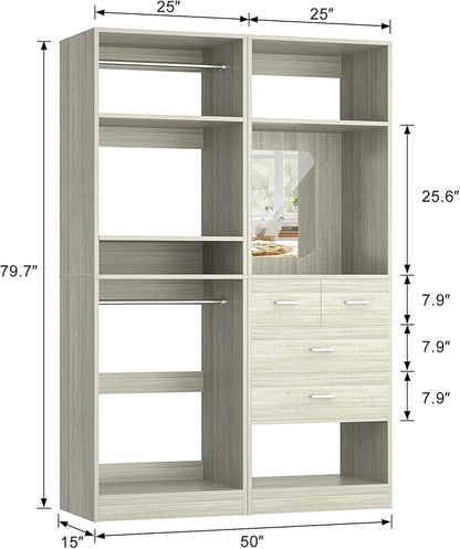 Unikito 50” Closet System with 4 Drawers, 4.2FT Wood Closet Organizer with - Image 7